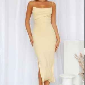 ROOFTOP MARTINIS FOR TWO MIDI DRESS YELLOW